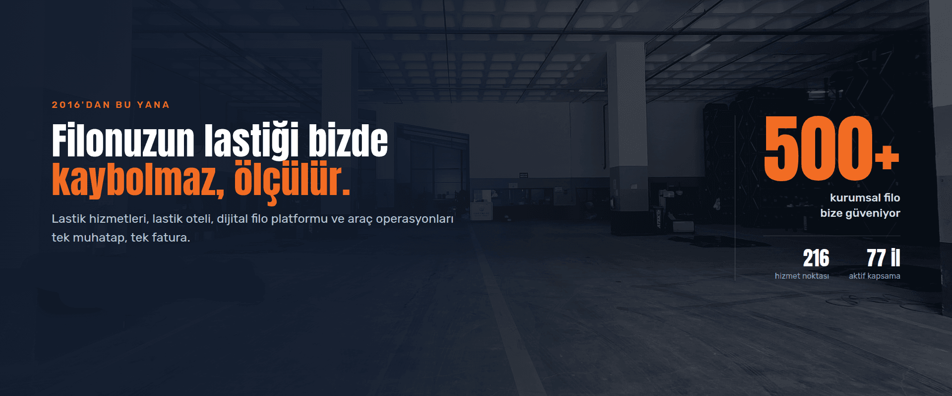 Checklas filo lastik servis tesisinin iç görünümü