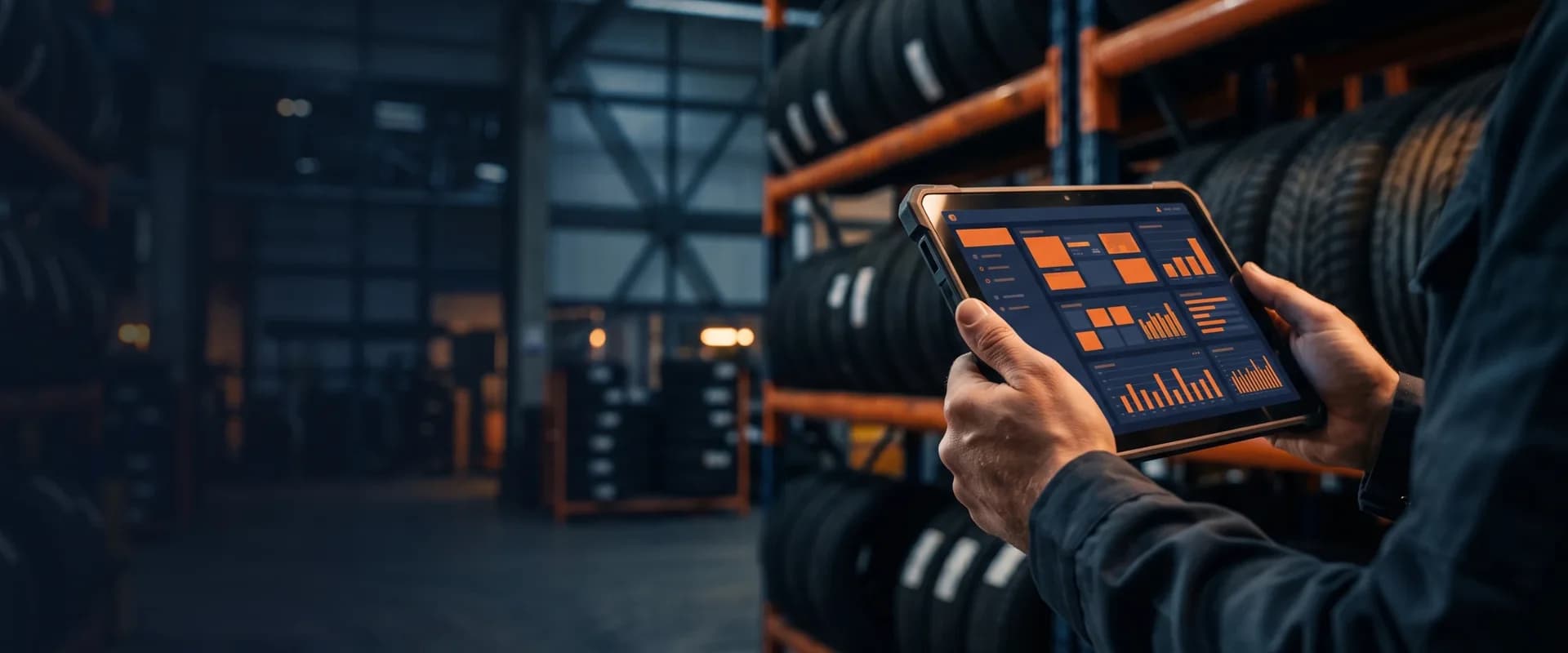 ZyTire filo lastik yönetim yazılımını tablette inceleyen filo yöneticisi