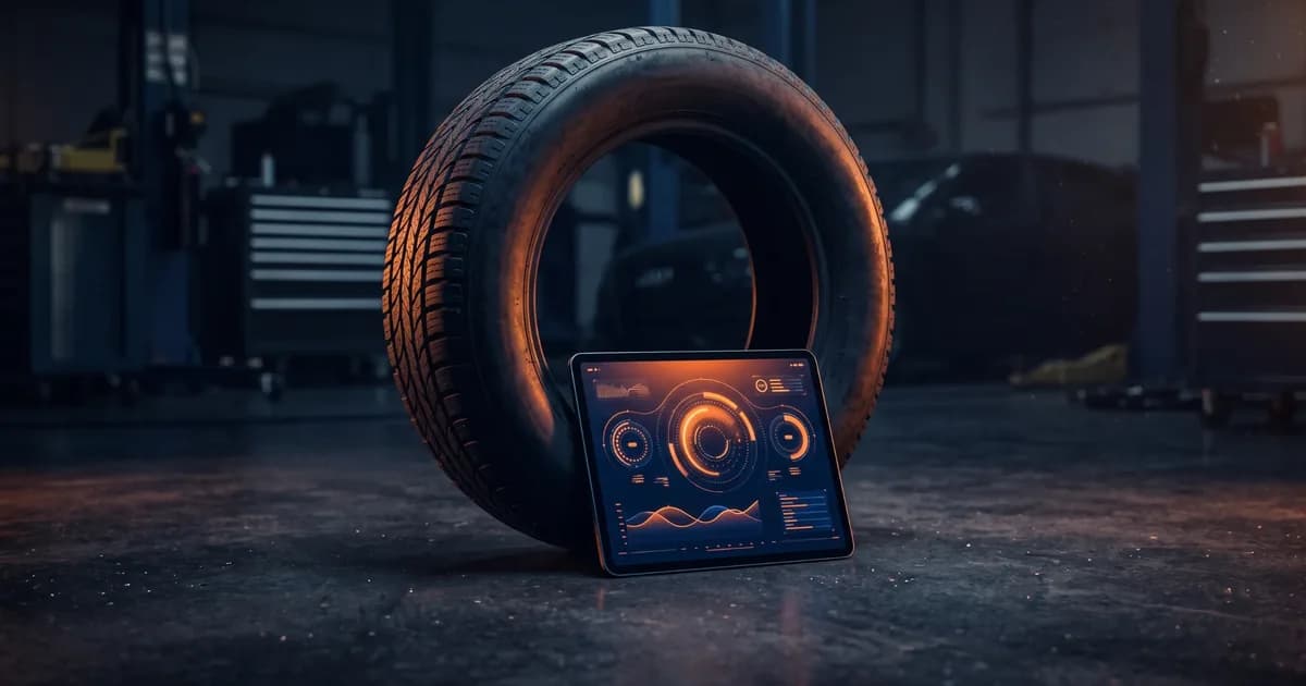 Fleet tire control with ZyTire: a dashboard on a tablet leaning against a tire